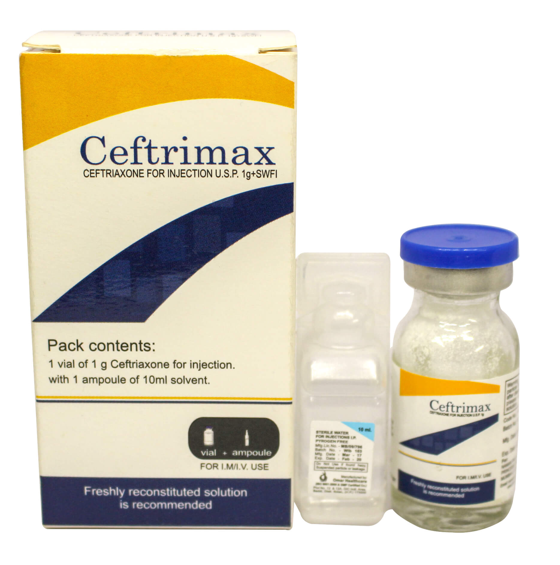 Ceftrimax 1G Pdre Sol Inj B/1 - prix adjamé